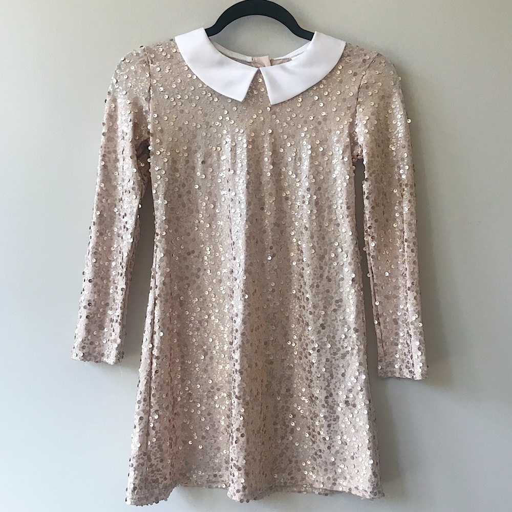 Gold Sequin Collar Dress